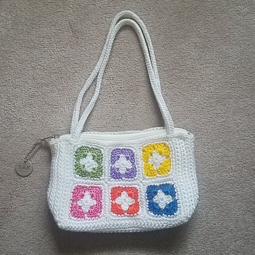The SAK Original white with colorful pattern purse